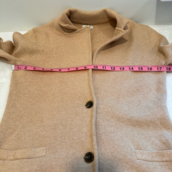 J. Crew Sweater Blazer Cardigan Tan Acorn Cotton Single Breasted Women's size XS - Picture 10 of 12